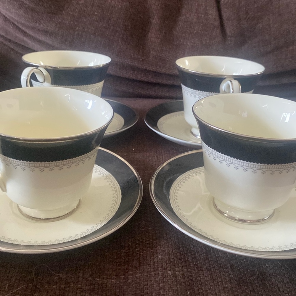 Royal Doulton Sherbrooke four teacups and saucers